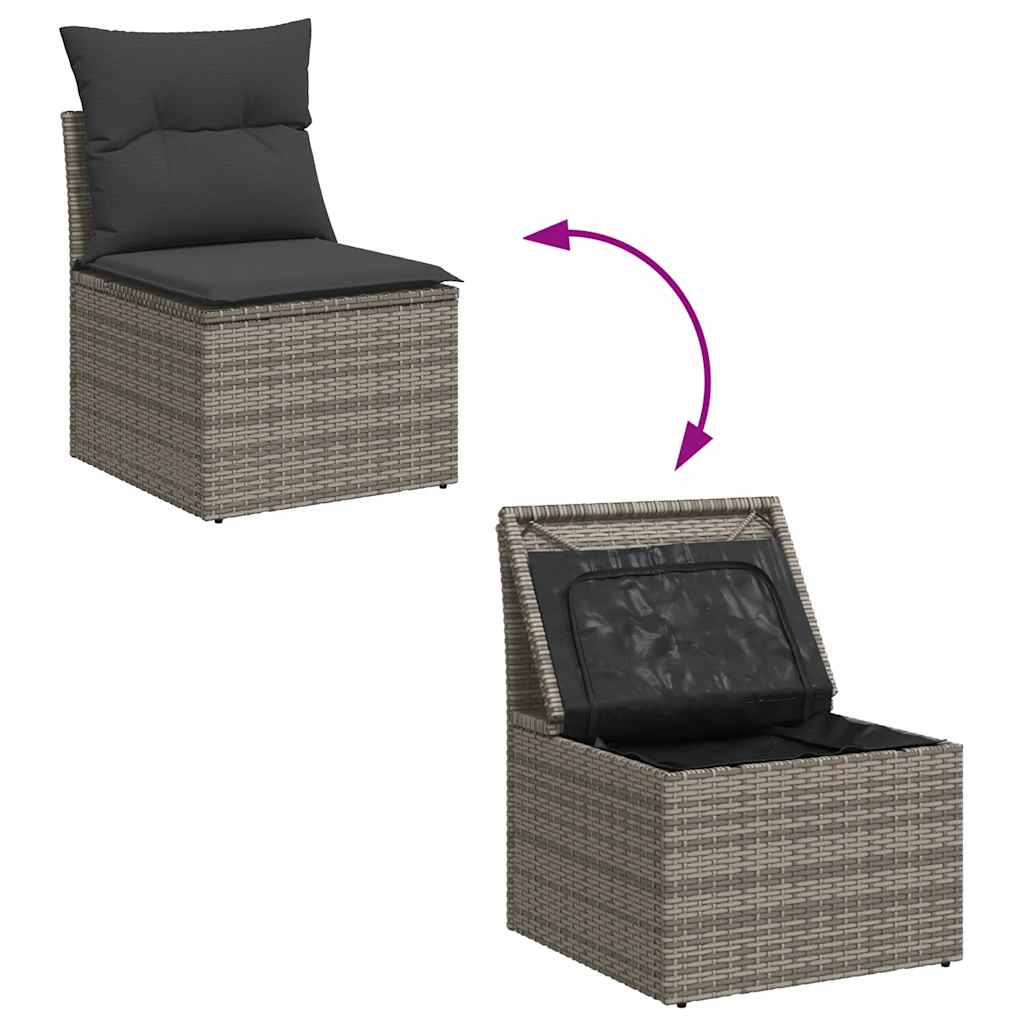 6-delige Loungeset met kussens poly rattan acacia grijs is nu te koop bij PeponiXL, paradijselijk wonen!