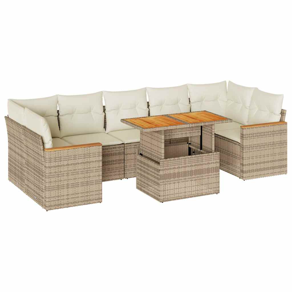 8-delige Loungeset met kussens poly rattan acacia beige is nu te koop bij PeponiXL, paradijselijk wonen!