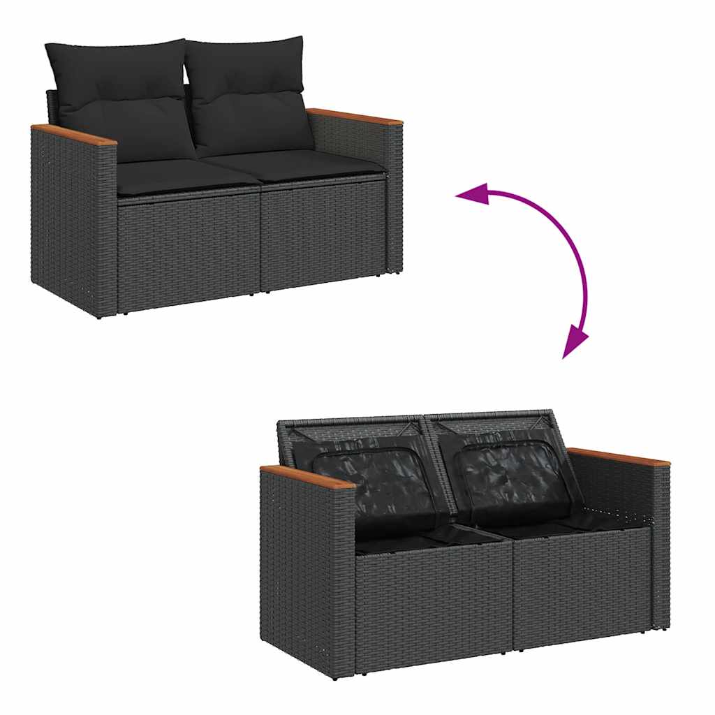 6-delige Loungeset met kussens poly rattan acacia zwart is nu te koop bij PeponiXL, paradijselijk wonen!