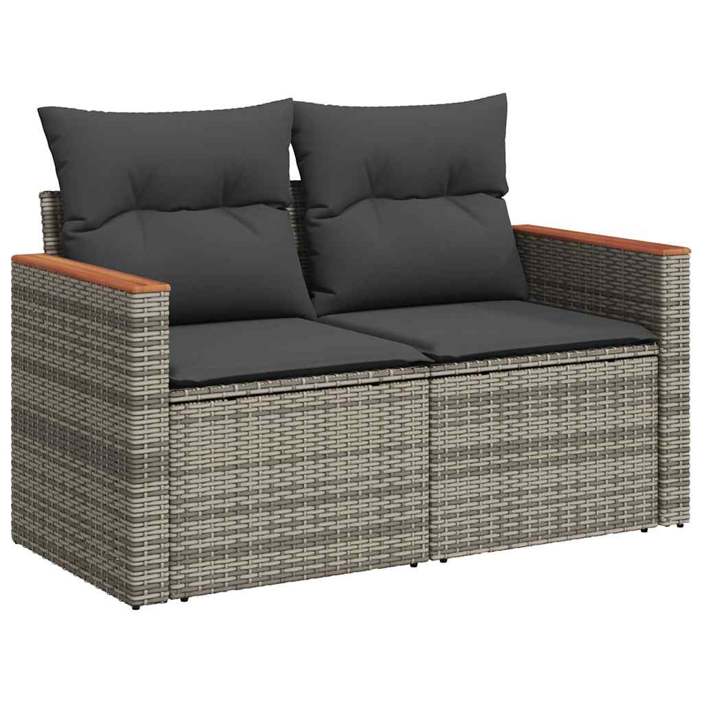 6-delige Loungeset met kussens poly rattan acacia grijs is nu te koop bij PeponiXL, paradijselijk wonen!