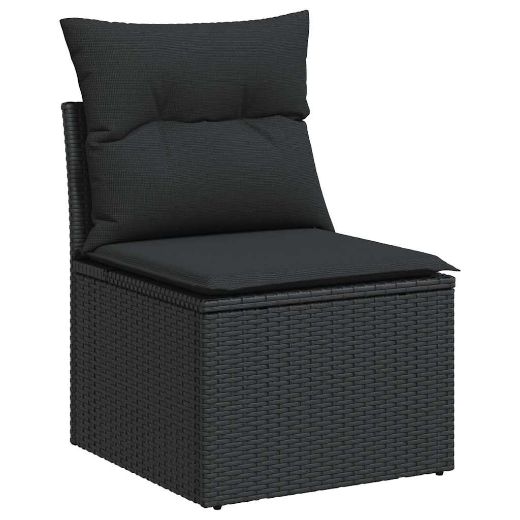 5-delige Loungeset met kussens poly rattan acacia zwart is nu te koop bij PeponiXL, paradijselijk wonen!
