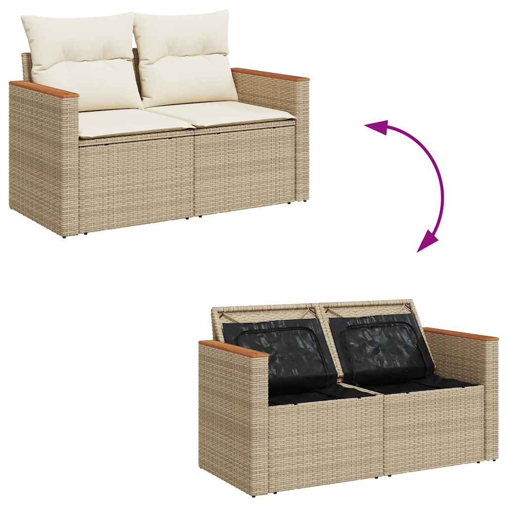 5-delige Loungeset met kussens poly rattan en acaciahout beige is nu te koop bij PeponiXL, paradijselijk wonen!