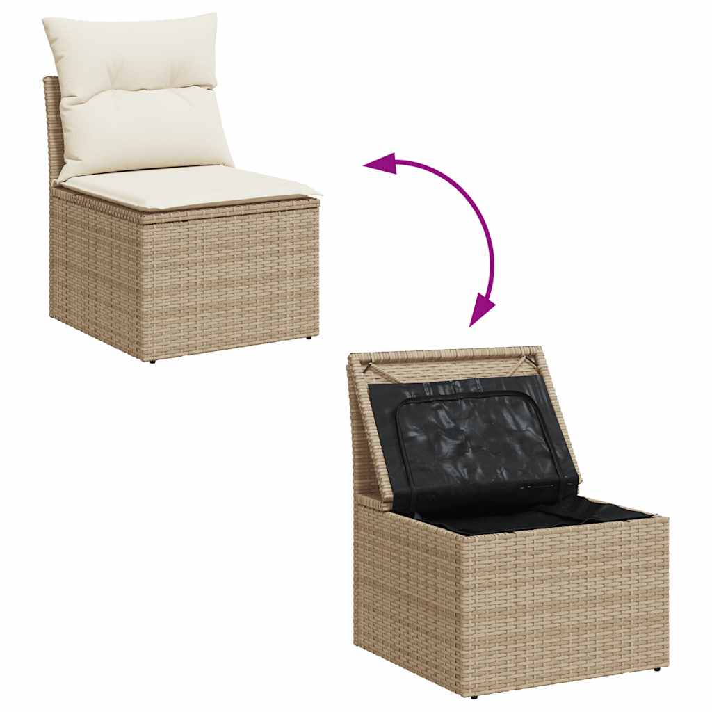 5-delige Loungeset met kussens poly rattan en acaciahout beige is nu te koop bij PeponiXL, paradijselijk wonen!