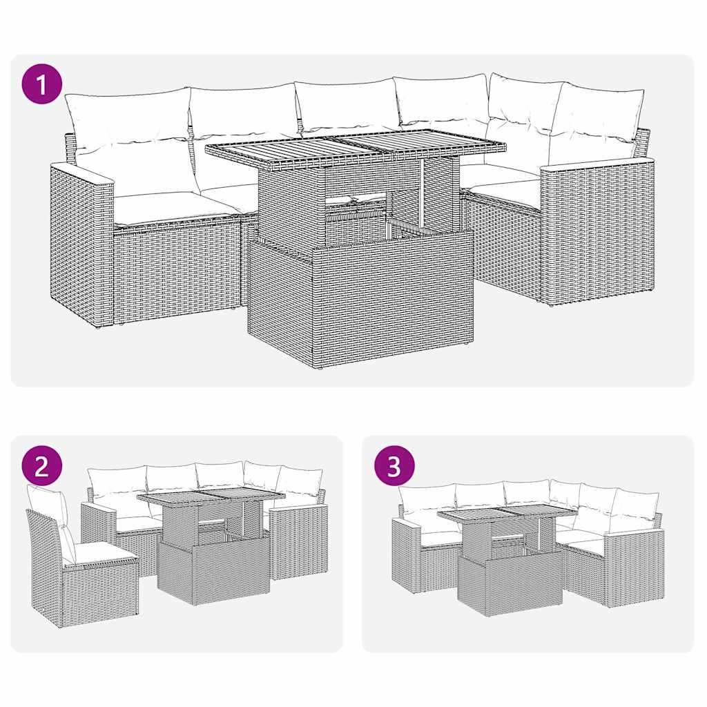6-delige Loungeset met kussens poly rattan acacia beige is nu te koop bij PeponiXL, paradijselijk wonen!