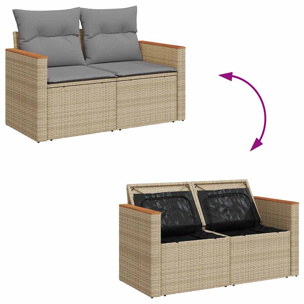 7-delige Loungeset met kussens poly rattan acacia beige is nu te koop bij PeponiXL, paradijselijk wonen!