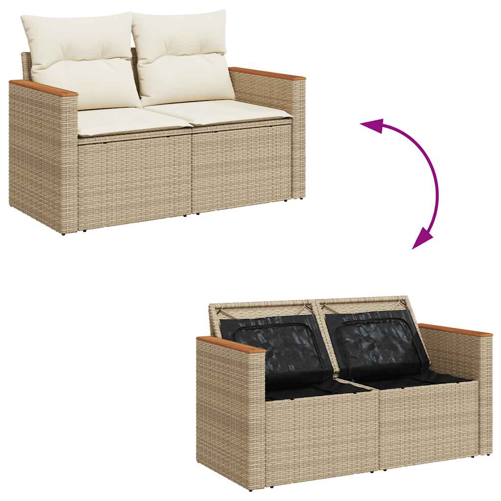 9-delige Loungeset met kussens poly rattan acacia beige is nu te koop bij PeponiXL, paradijselijk wonen!
