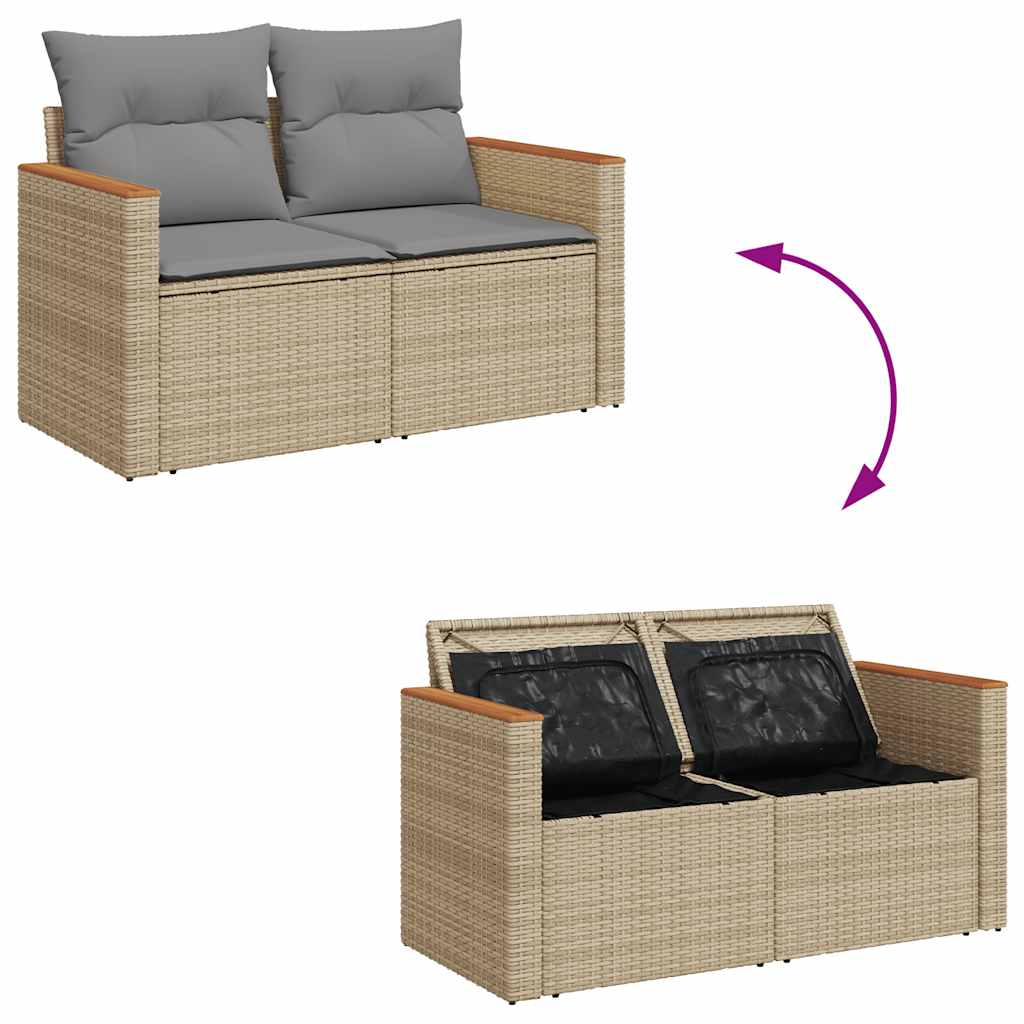 9-delige Loungeset met kussens poly rattan acacia beige is nu te koop bij PeponiXL, paradijselijk wonen!