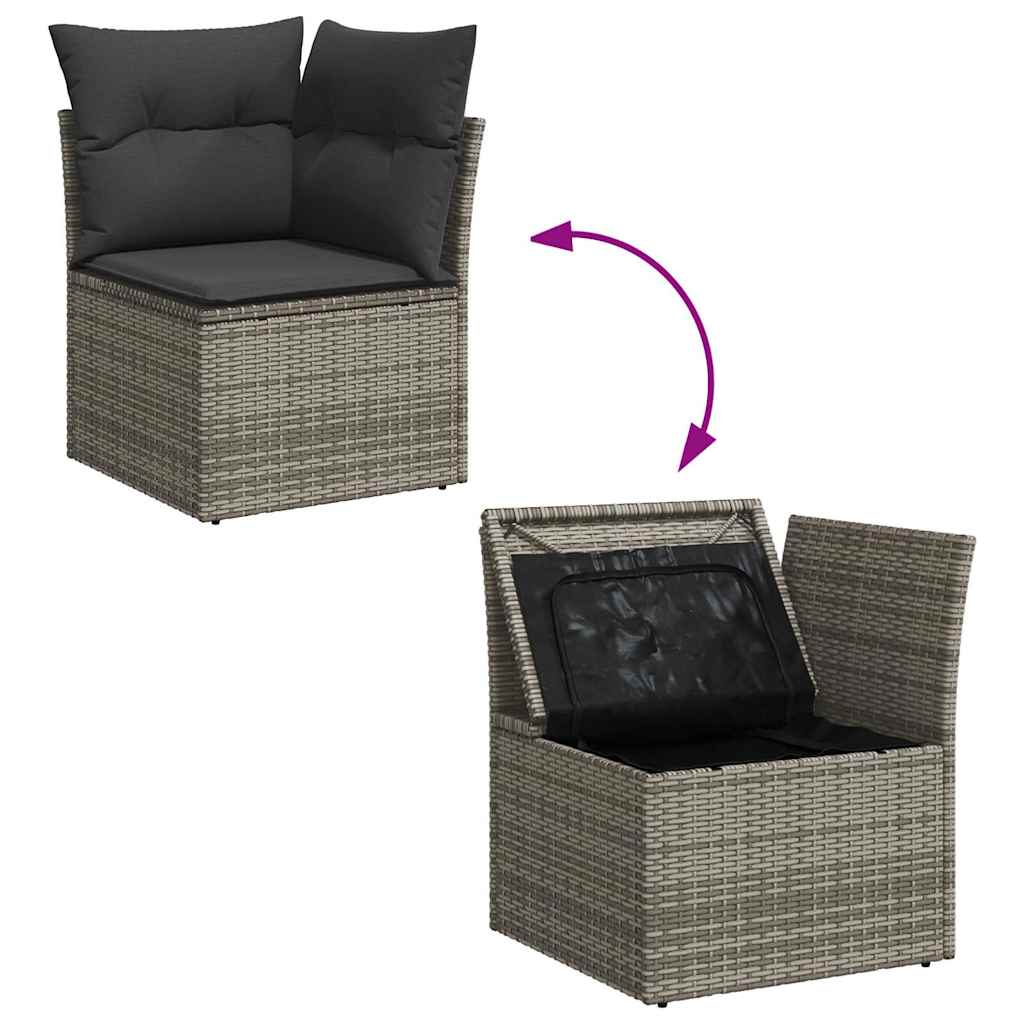 9-delige Loungeset met kussens poly rattan acacia grijs is nu te koop bij PeponiXL, paradijselijk wonen!