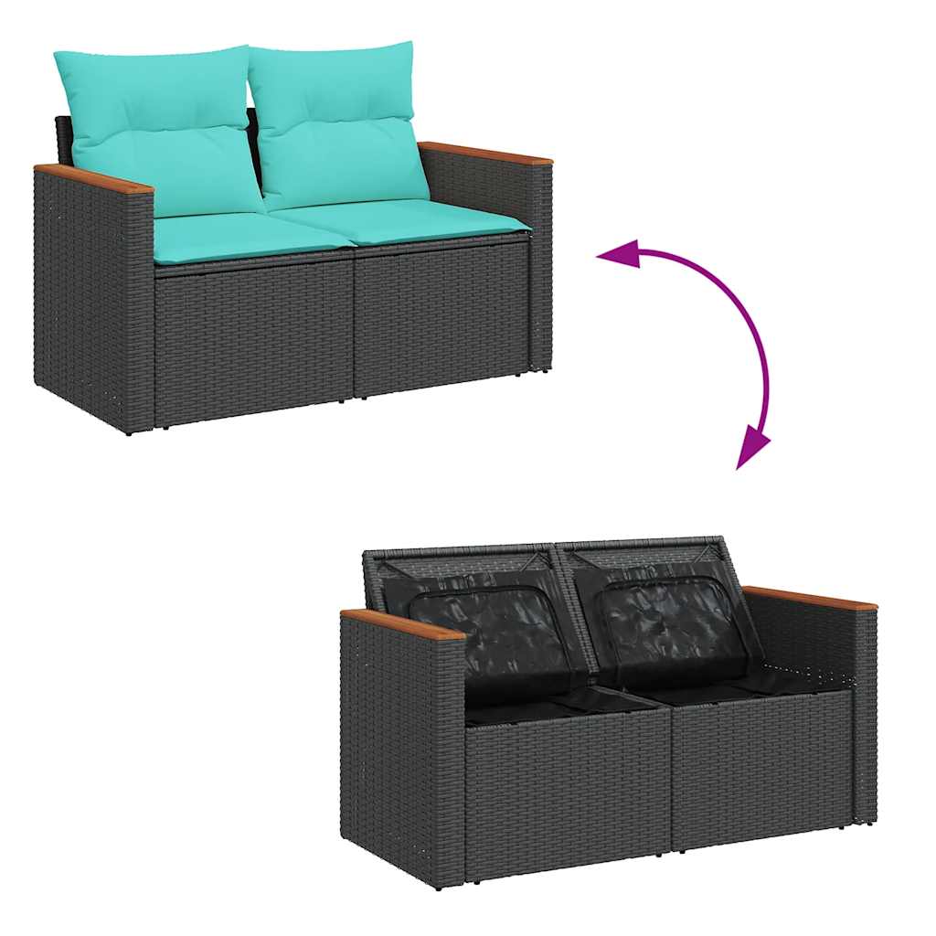 7-delige Loungeset met kussens poly rattan zwart is nu te koop bij PeponiXL, paradijselijk wonen!