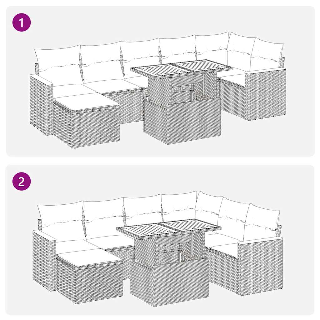 8-delige Loungeset met kussens poly rattan acacia zwart is nu te koop bij PeponiXL, paradijselijk wonen!