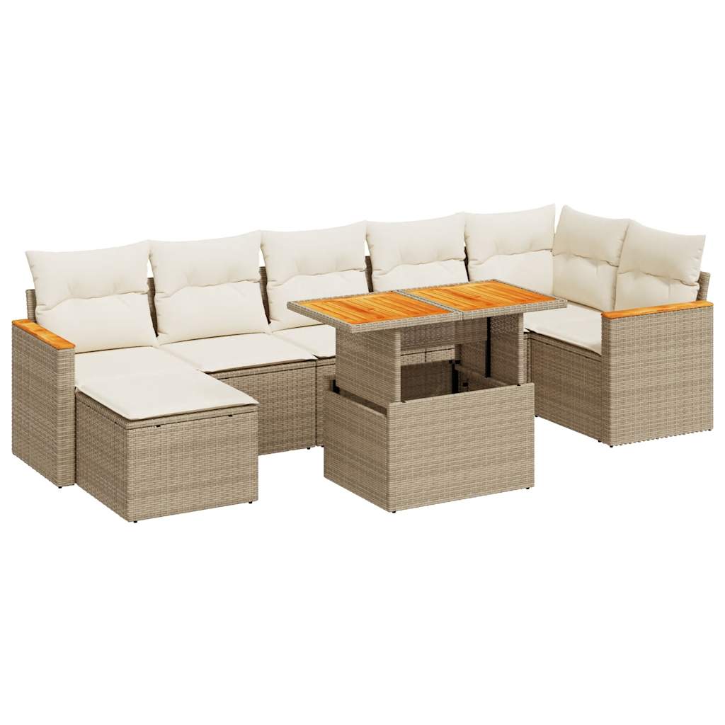 8-delige Loungeset met kussens poly rattan acacia beige is nu te koop bij PeponiXL, paradijselijk wonen!