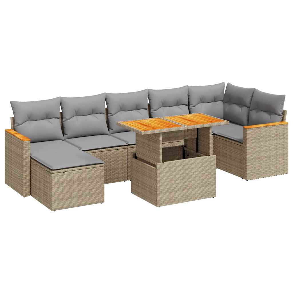 8-delige Loungeset met kussens poly rattan acacia beige is nu te koop bij PeponiXL, paradijselijk wonen!