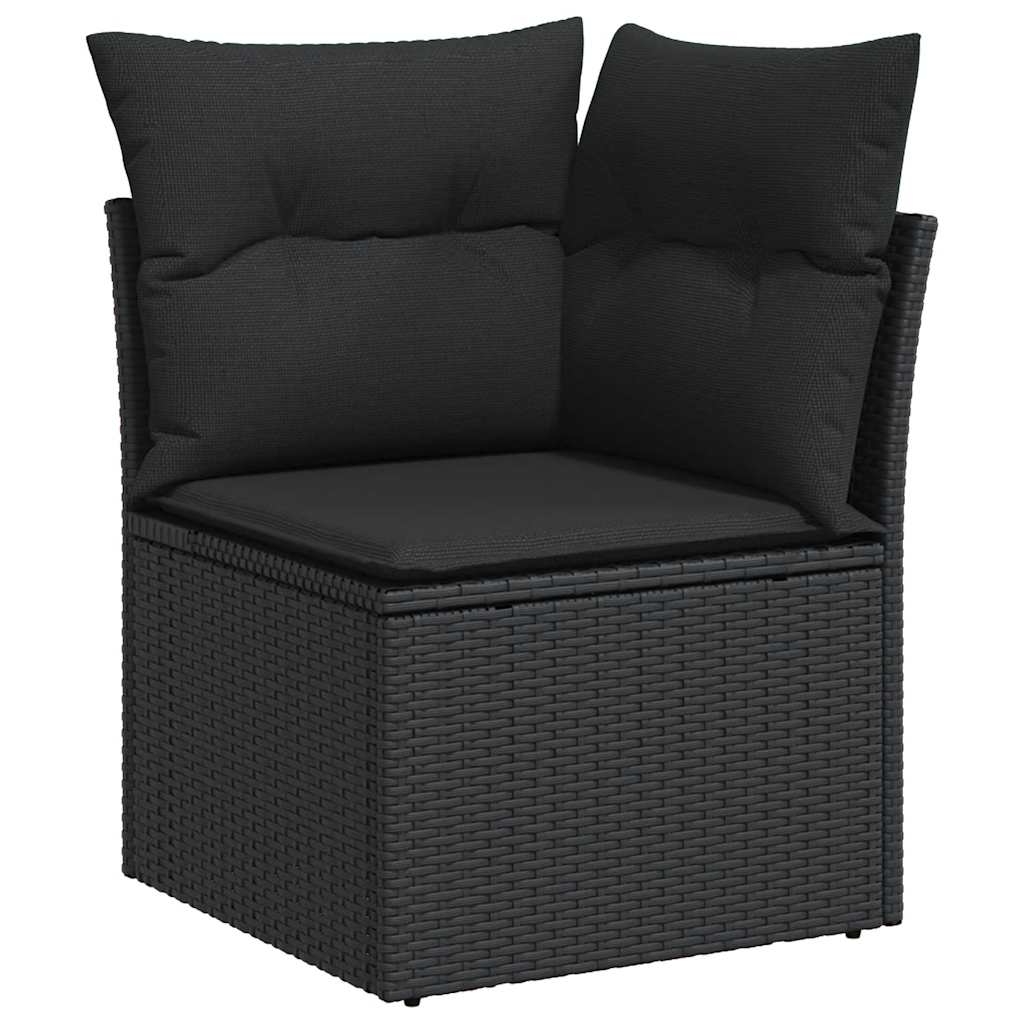 9-delige Loungeset met kussens poly rattan acacia zwart is nu te koop bij PeponiXL, paradijselijk wonen!