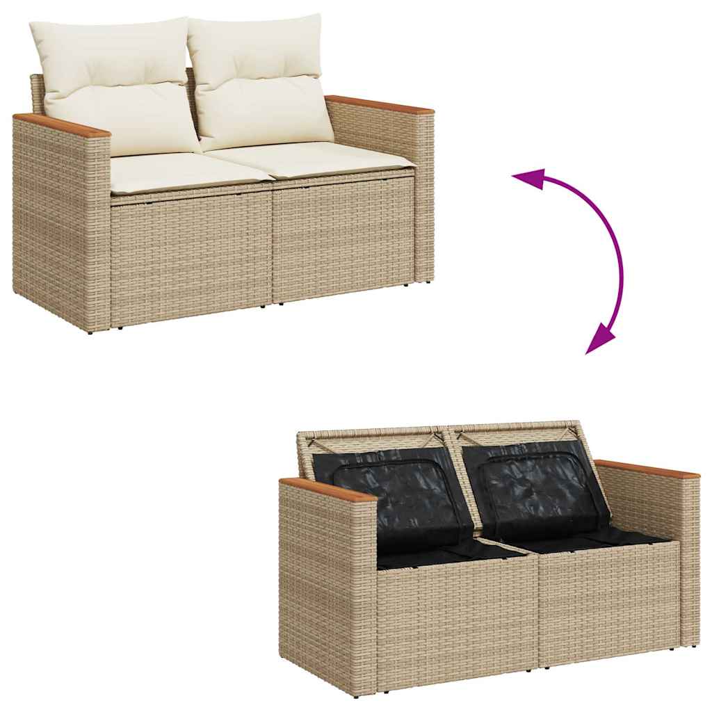 9-delige Loungeset met kussens poly rattan acacia beige is nu te koop bij PeponiXL, paradijselijk wonen!