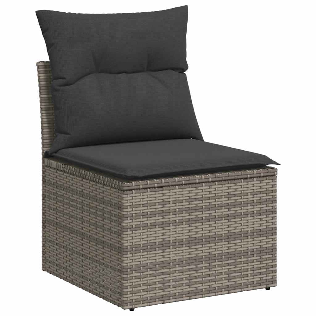 10-delige Loungeset met kussens poly rattan acacia grijs is nu te koop bij PeponiXL, paradijselijk wonen!