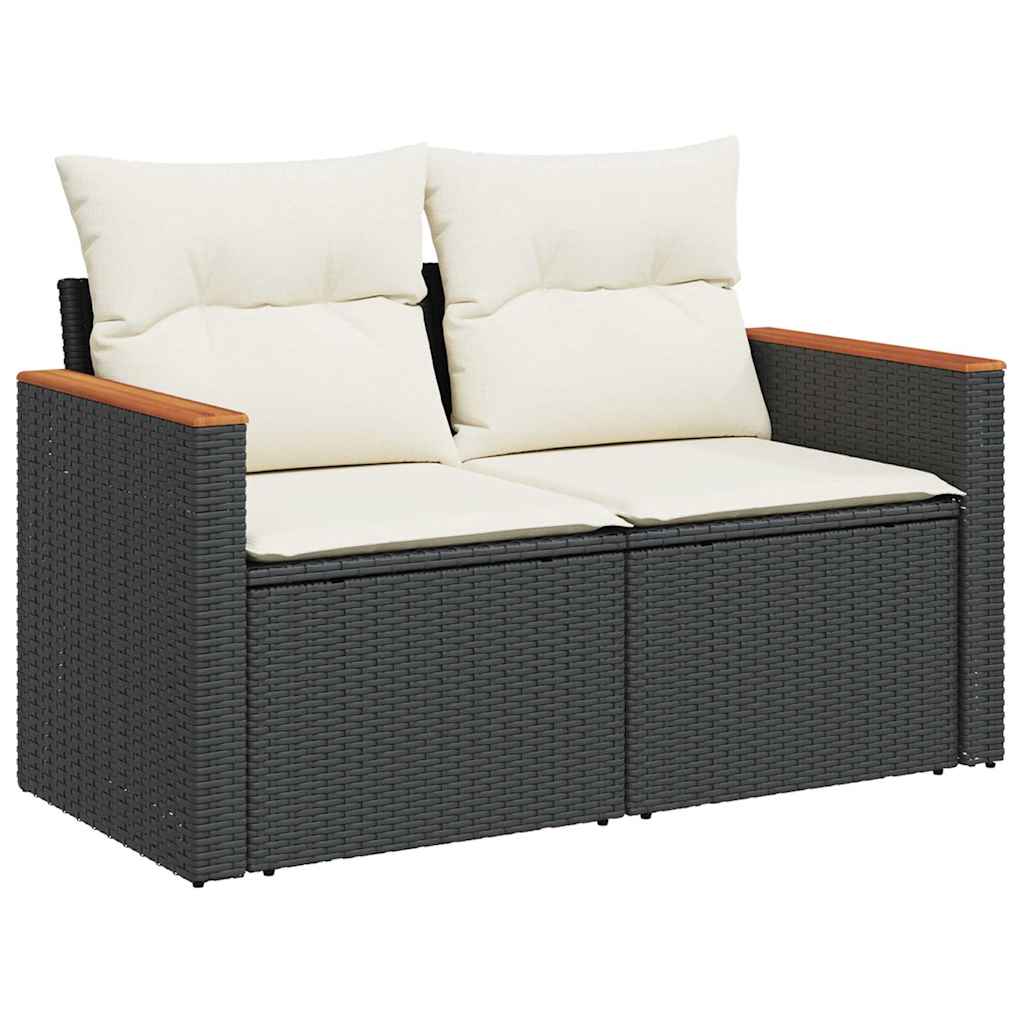 11-delige Loungeset met kussens poly rattan acacia zwart is nu te koop bij PeponiXL, paradijselijk wonen!