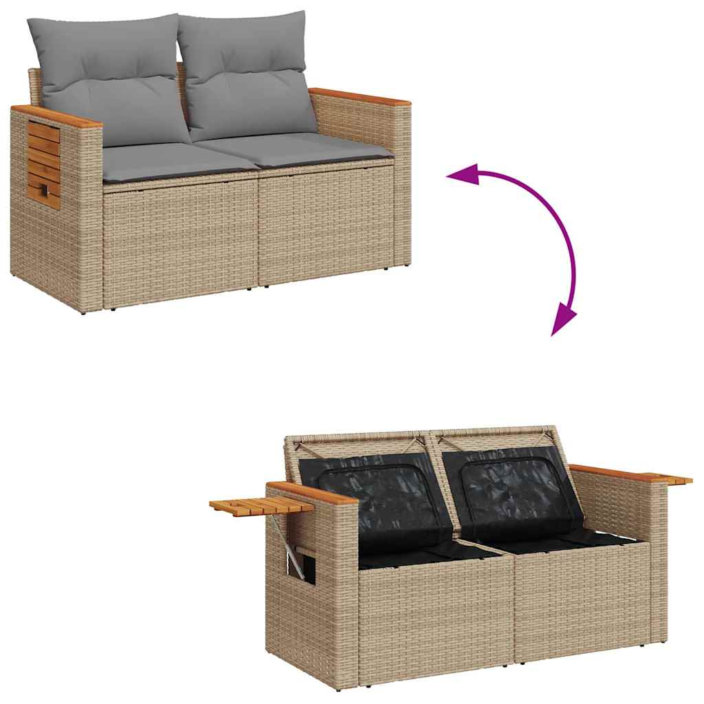 5-delige Loungeset met kussens poly rattan en acaciahout beige is nu te koop bij PeponiXL, paradijselijk wonen!