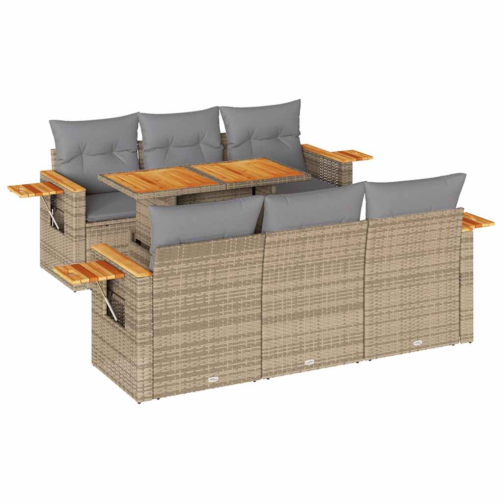 7-delige Loungeset met kussens poly rattan acacia beige is nu te koop bij PeponiXL, paradijselijk wonen!