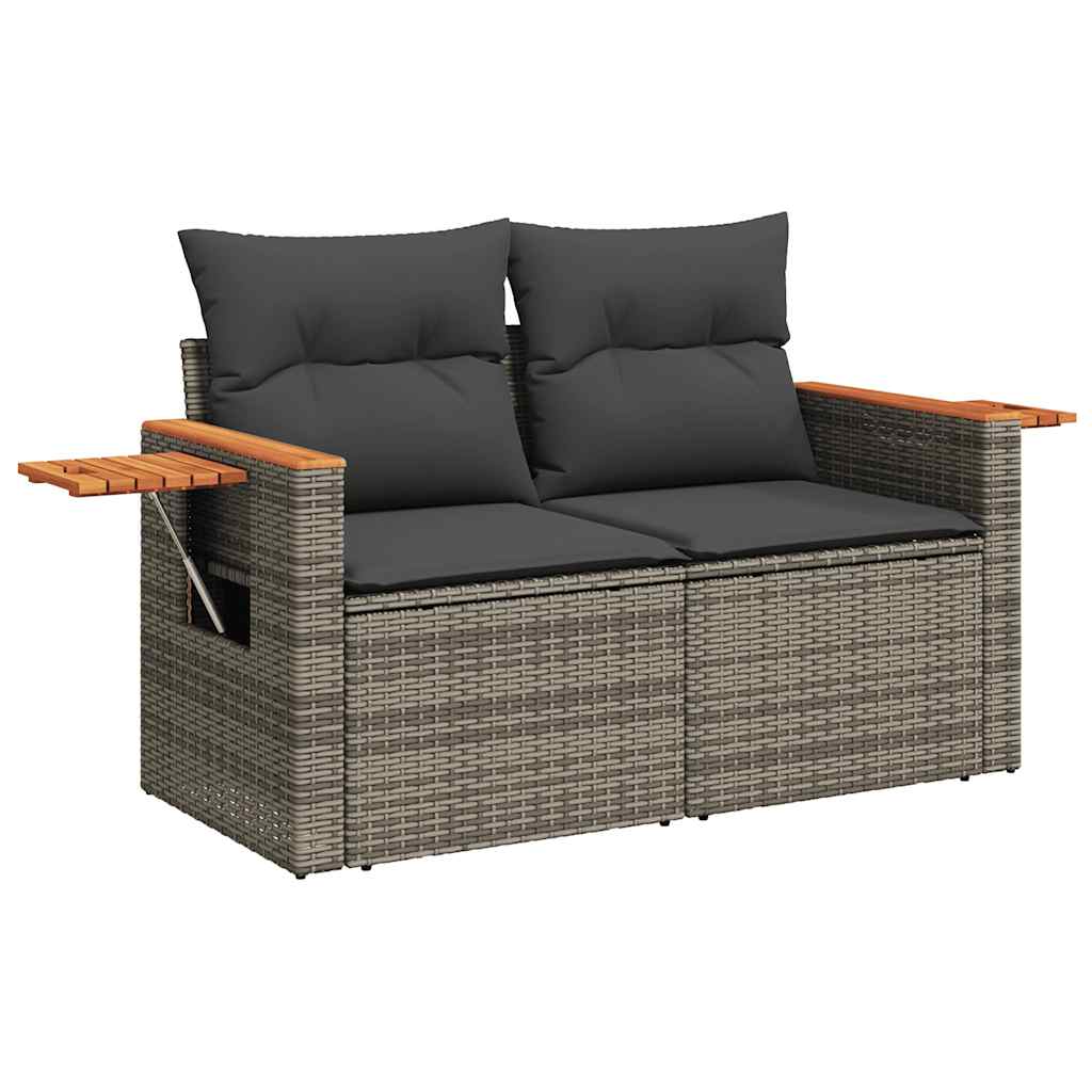 7-delige Loungeset met kussens poly rattan acacia grijs is nu te koop bij PeponiXL, paradijselijk wonen!