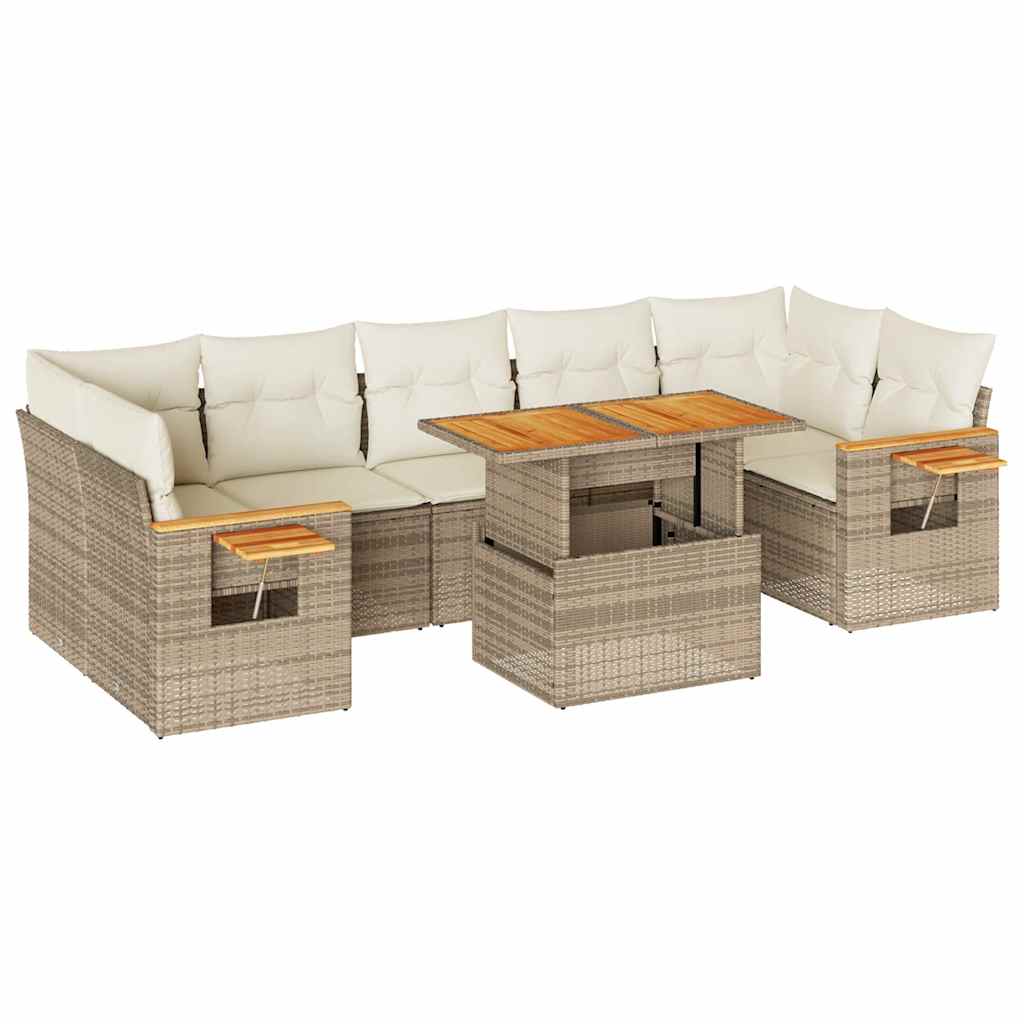 8-delige Loungeset met kussens poly rattan acacia beige is nu te koop bij PeponiXL, paradijselijk wonen!