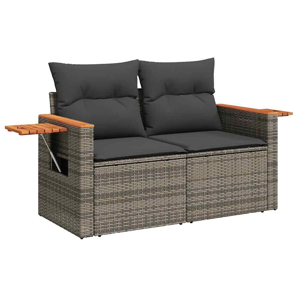 8-delige Loungeset met kussens poly rattan acacia grijs is nu te koop bij PeponiXL, paradijselijk wonen!