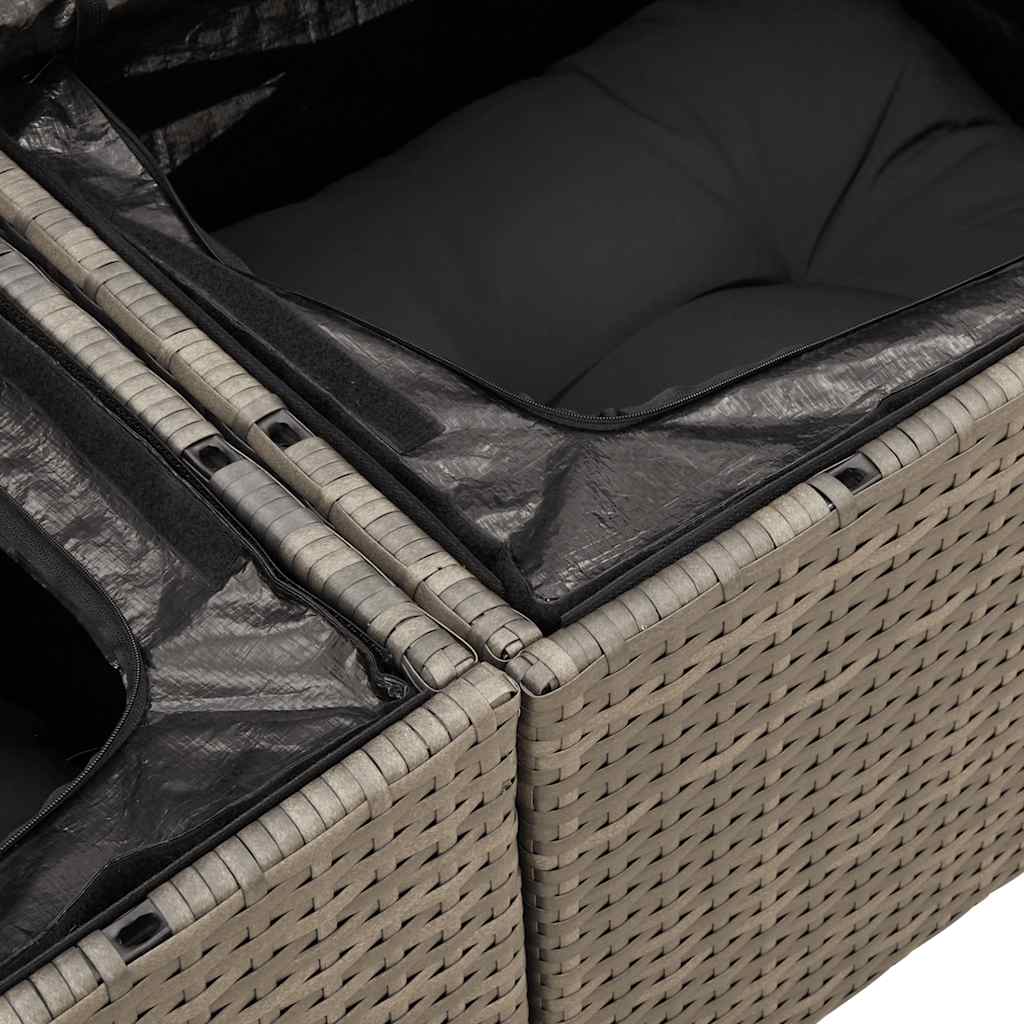 8-delige Loungeset met kussens poly rattan acacia grijs is nu te koop bij PeponiXL, paradijselijk wonen!