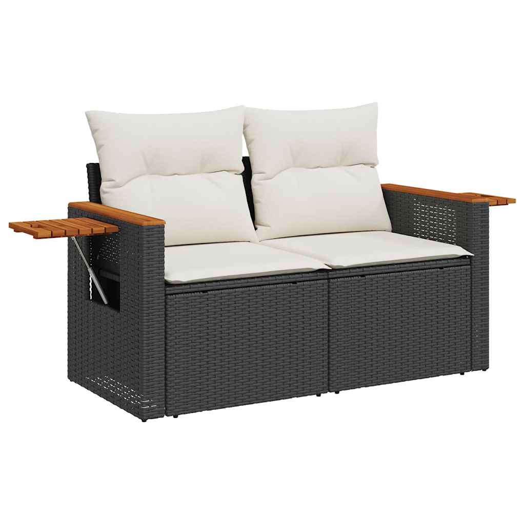 9-delige Loungeset met kussens poly rattan acacia zwart is nu te koop bij PeponiXL, paradijselijk wonen!
