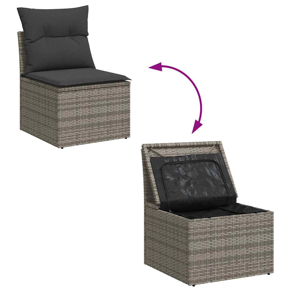 6-delige Loungeset met kussens poly rattan acacia grijs is nu te koop bij PeponiXL, paradijselijk wonen!