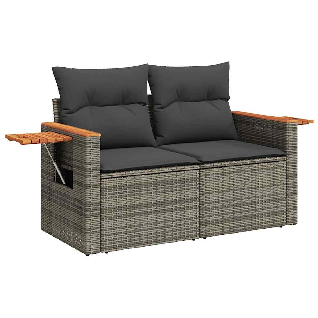 7-delige Loungeset met kussens poly rattan acacia grijs is nu te koop bij PeponiXL, paradijselijk wonen!