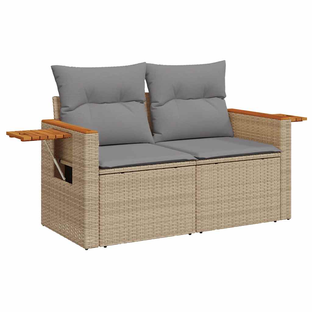 9-delige Loungeset met kussens poly rattan acacia beige is nu te koop bij PeponiXL, paradijselijk wonen!