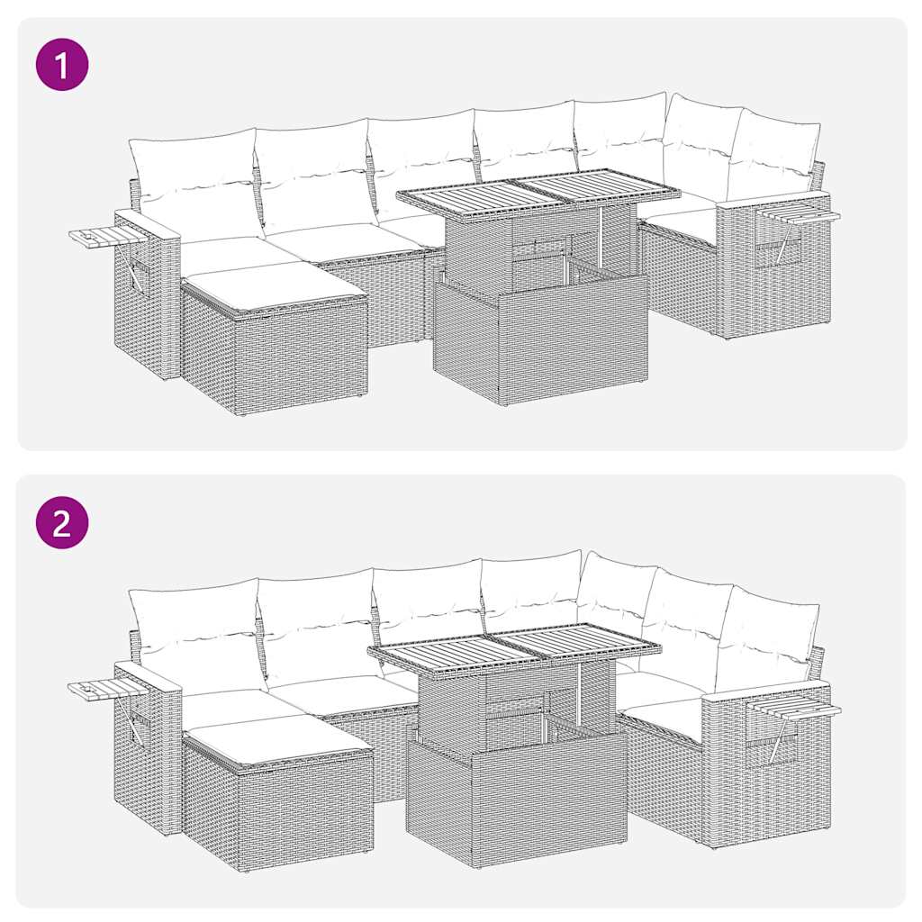 8-delige Loungeset met kussens poly rattan acacia zwart is nu te koop bij PeponiXL, paradijselijk wonen!