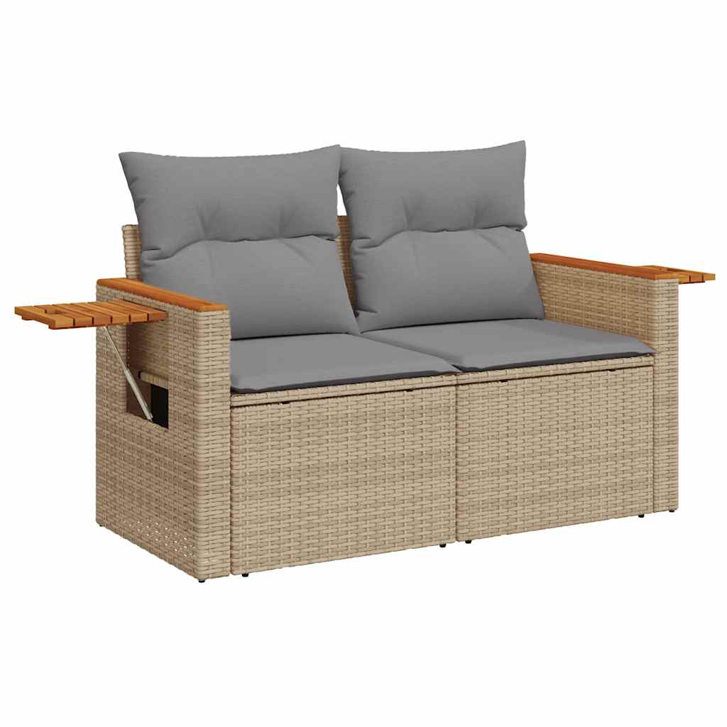 10-delige Loungeset met kussens poly rattan acacia beige is nu te koop bij PeponiXL, paradijselijk wonen!