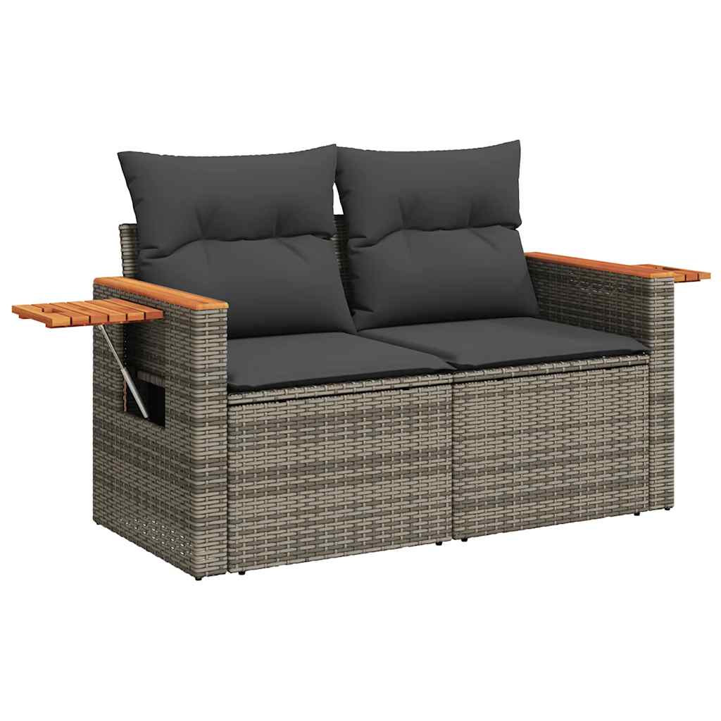 10-delige Loungeset met kussens poly rattan acacia grijs is nu te koop bij PeponiXL, paradijselijk wonen!