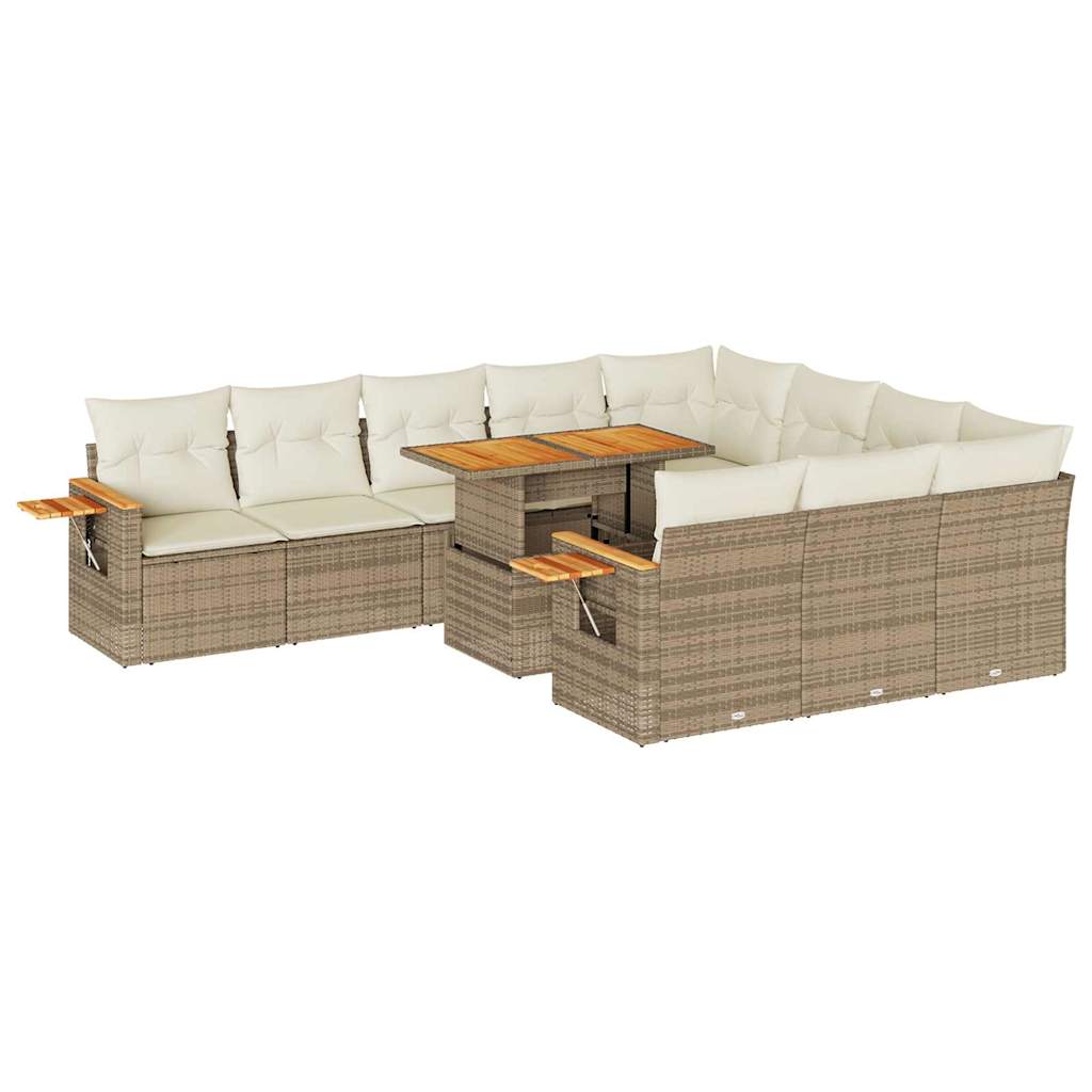 11-delige Tuinset met kussens poly rattan acacia beige is nu te koop bij PeponiXL, paradijselijk wonen!