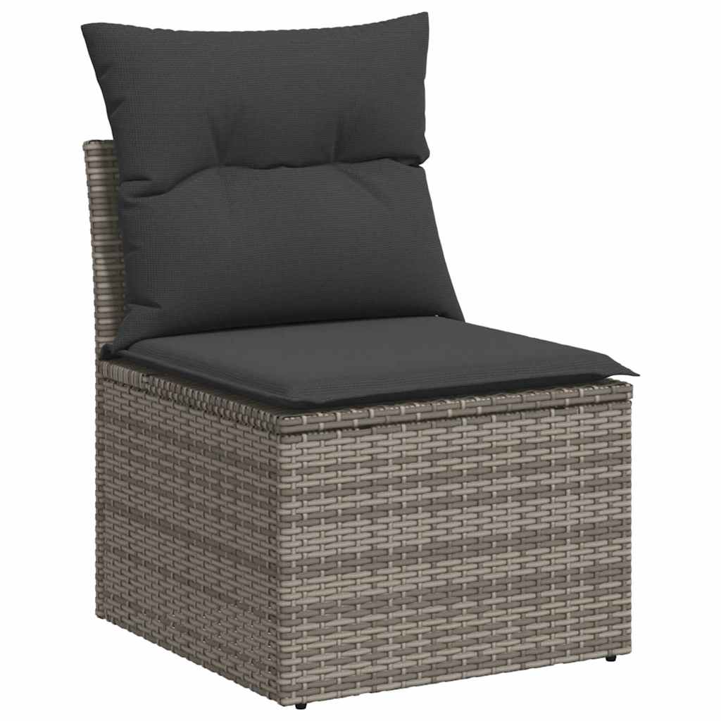 11-delige Loungeset met kussens poly rattan acacia grijs is nu te koop bij PeponiXL, paradijselijk wonen!