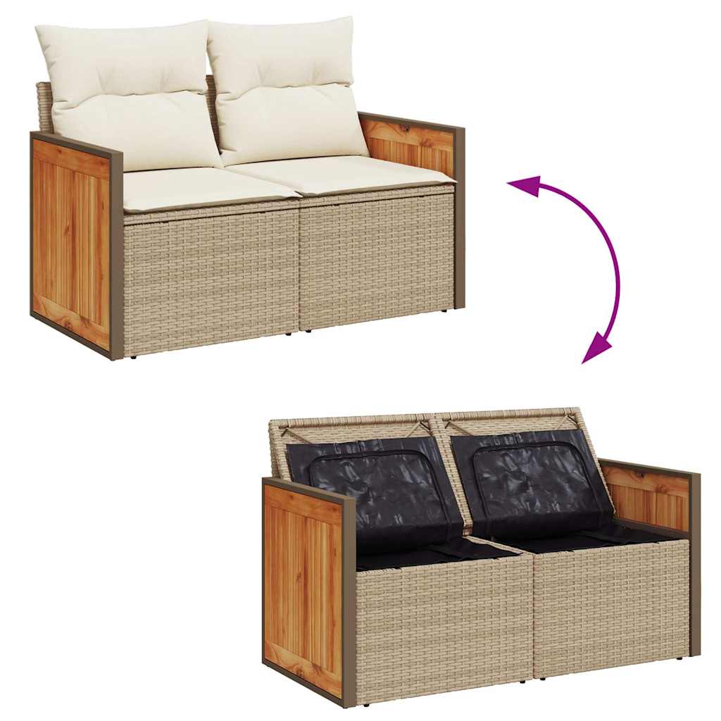 5-delige Loungeset met kussens poly rattan en acaciahout beige is nu te koop bij PeponiXL, paradijselijk wonen!
