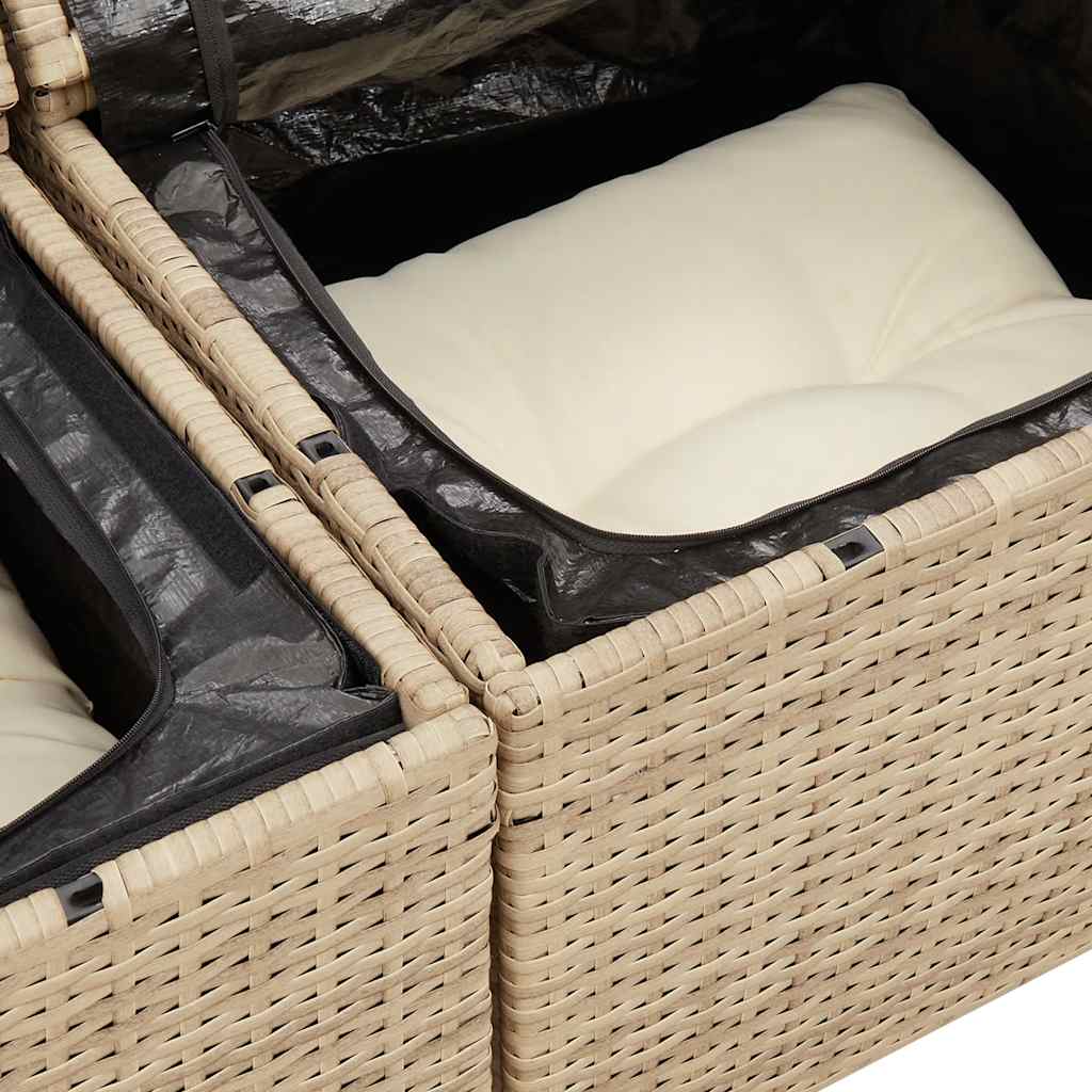 5-delige Loungeset met kussens poly rattan en acaciahout beige is nu te koop bij PeponiXL, paradijselijk wonen!