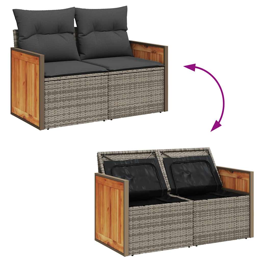 6-delige Loungeset met kussens poly rattan acacia grijs is nu te koop bij PeponiXL, paradijselijk wonen!