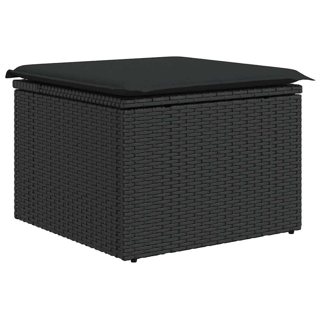 7-delige Loungeset met kussens poly rattan acacia zwart is nu te koop bij PeponiXL, paradijselijk wonen!