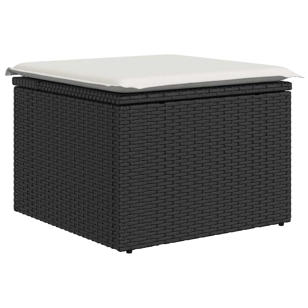 7-delige Loungeset met kussens poly rattan acacia zwart is nu te koop bij PeponiXL, paradijselijk wonen!