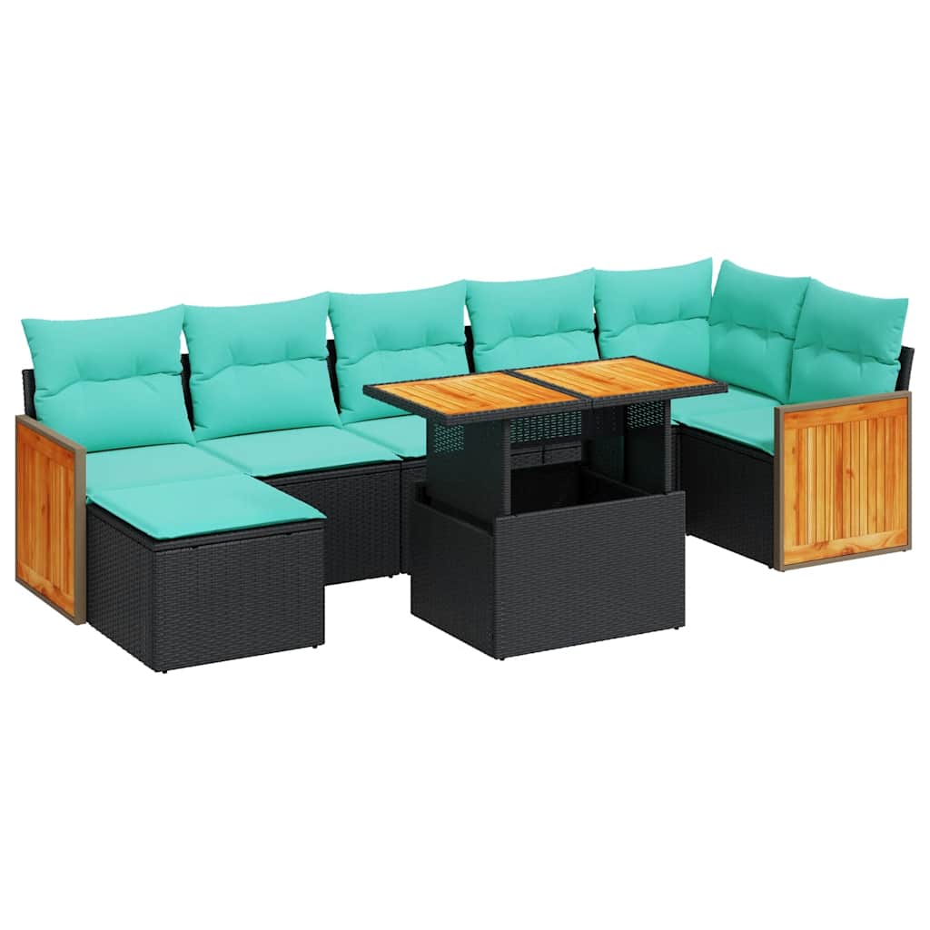 8-delige Loungeset met kussens poly rattan acacia grijs is nu te koop bij PeponiXL, paradijselijk wonen!