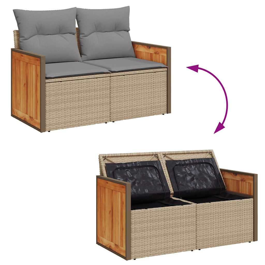 8-delige Loungeset met kussens poly rattan acacia beige is nu te koop bij PeponiXL, paradijselijk wonen!