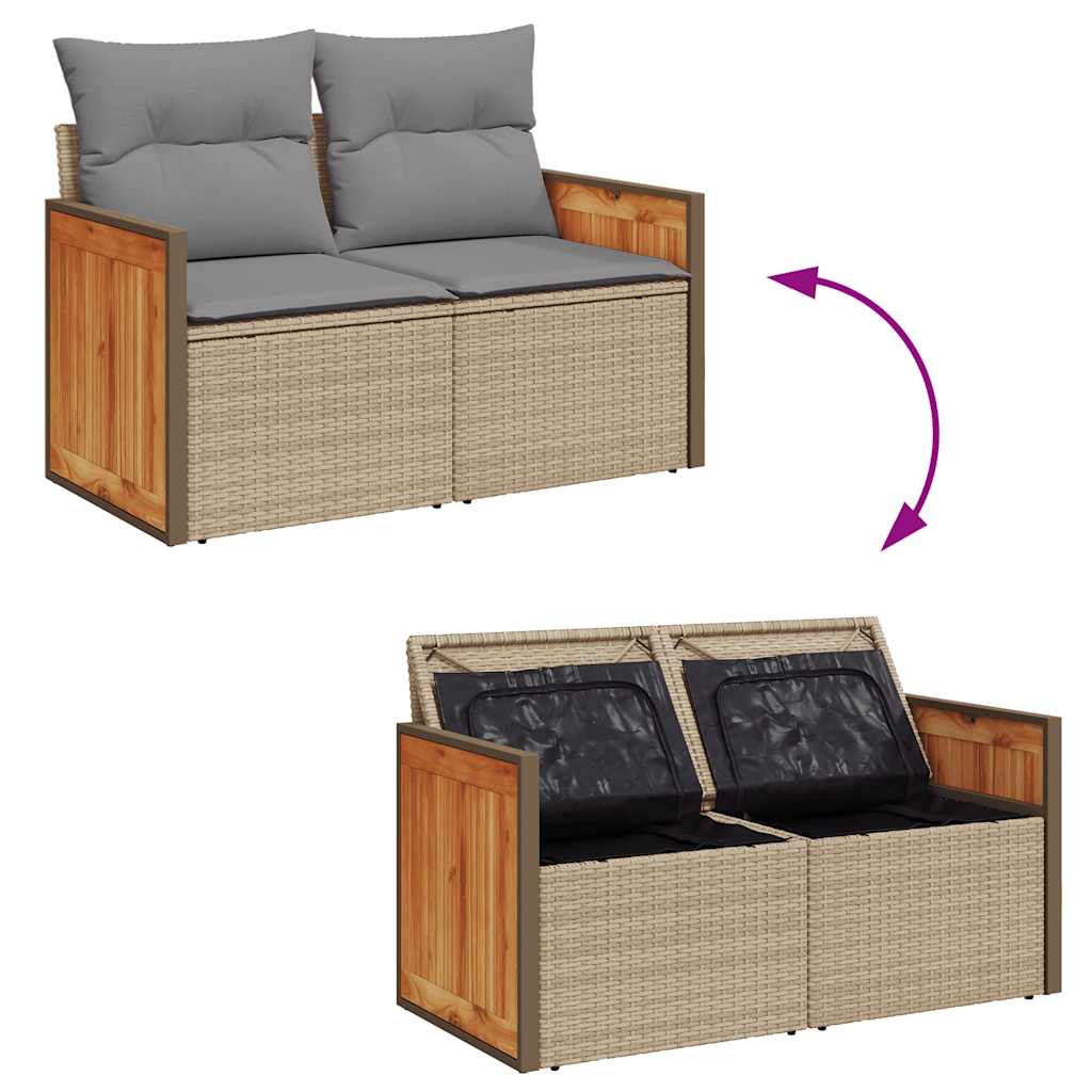 9-delige Loungeset met kussens poly rattan acacia beige is nu te koop bij PeponiXL, paradijselijk wonen!