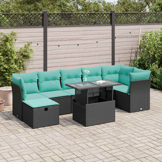 8-delige Loungeset met kussens poly rattan acacia grijs is nu te koop bij PeponiXL, paradijselijk wonen!
