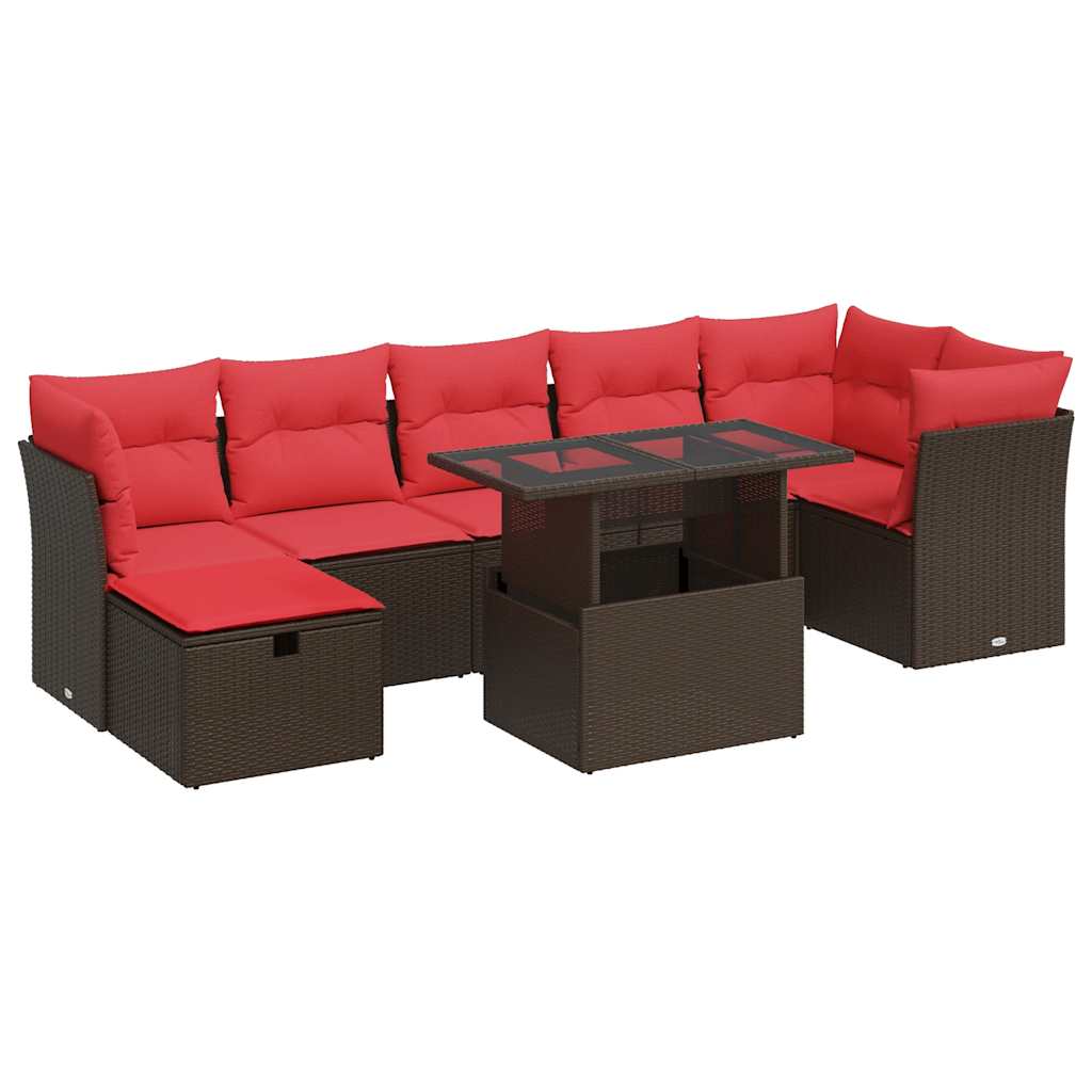 8-delige Loungeset met kussens poly rattan bruin is nu te koop bij PeponiXL, paradijselijk wonen!