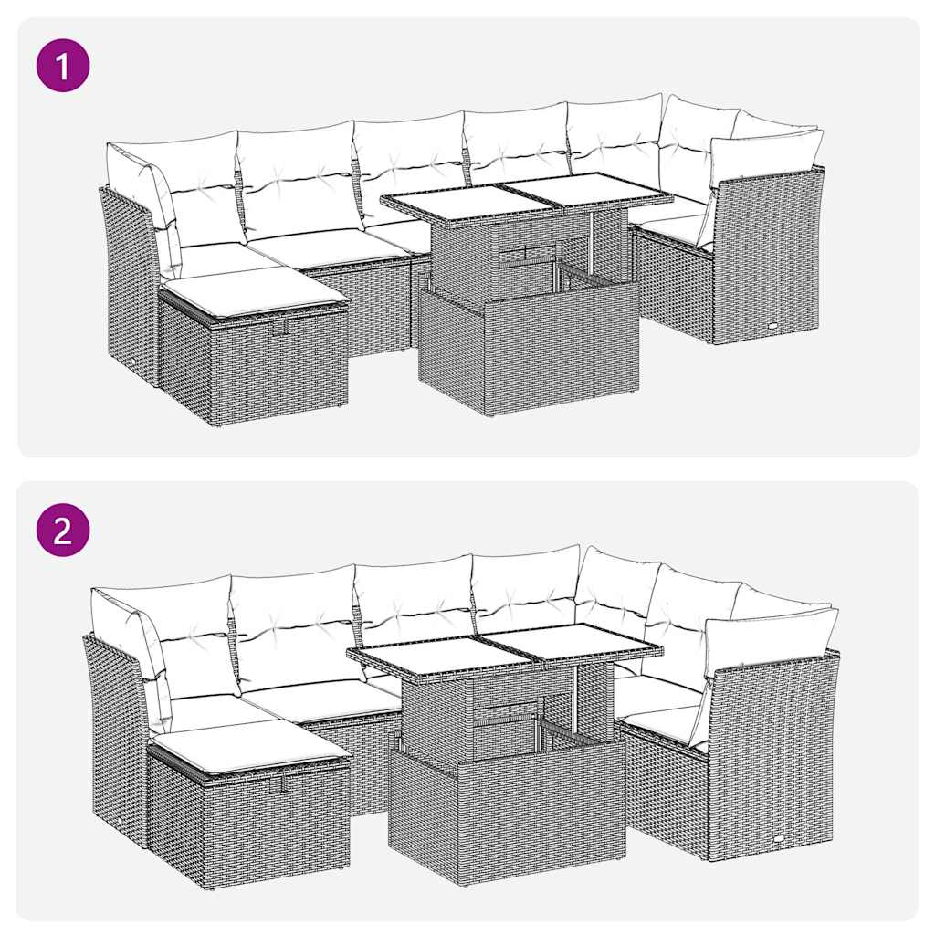 8-delige Loungeset met kussens poly rattan bruin is nu te koop bij PeponiXL, paradijselijk wonen!