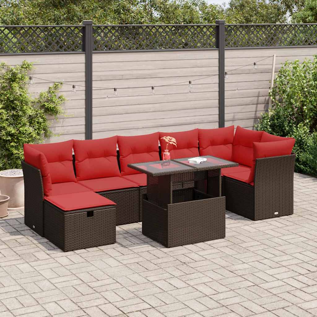 8-delige Loungeset met kussens poly rattan bruin is nu te koop bij PeponiXL, paradijselijk wonen!