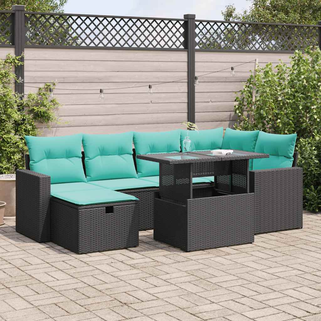 7-delige Loungeset met kussens poly rattan acacia grijs is nu te koop bij PeponiXL, paradijselijk wonen!