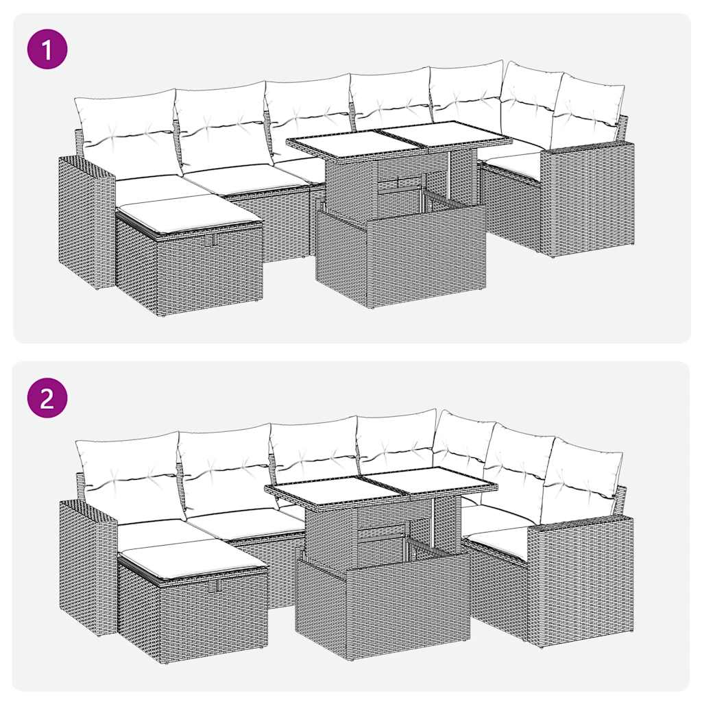 8-delige Loungeset met kussens poly rattan zwart is nu te koop bij PeponiXL, paradijselijk wonen!