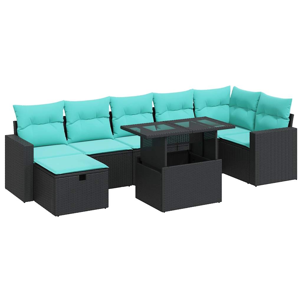 8-delige Loungeset met kussens poly rattan acacia grijs is nu te koop bij PeponiXL, paradijselijk wonen!